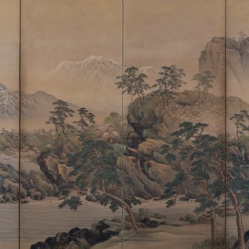 七尾英鳳《十和田湖春秋》（右隻）